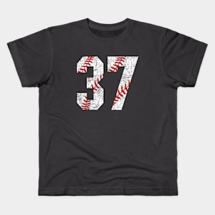 Vintage #37 Baseball Laces Baseball Mom Jersey Love Baseball Kids T-Shirt